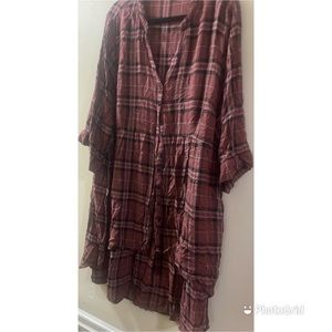 TORRID plaid high/low babydoll tunic size 26
